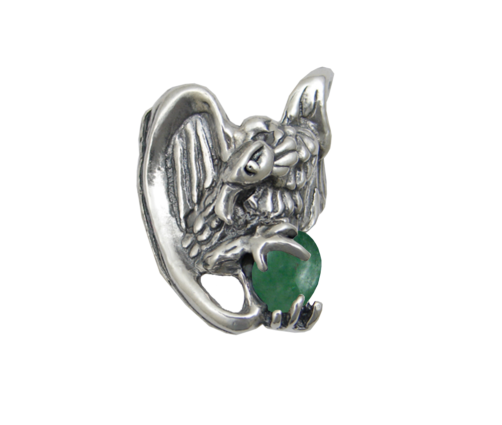 Sterling Silver Heavy Weight Vulture Ring With Jade Size 8 Sterling Silver Heavy Weight Vulture Ring With Jade Size 8